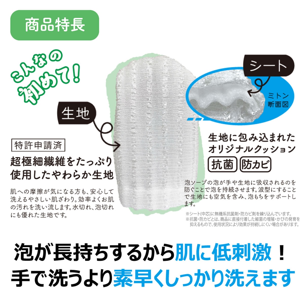 ニトリのアワルッテ 泡もちミトン　【玄関先迄納品】 ニトリ｜アングル3