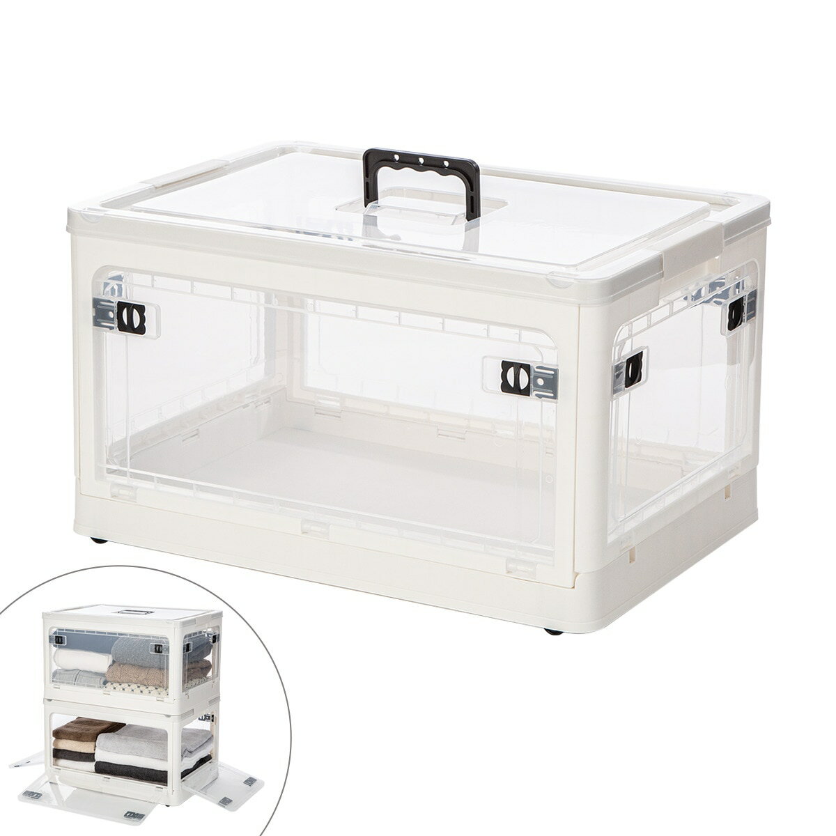 折りたたみ収納ボックス キャスター付き 4ドア収納ケース(RY2s02)【玄関先迄納品】　ニトリのサムネイル