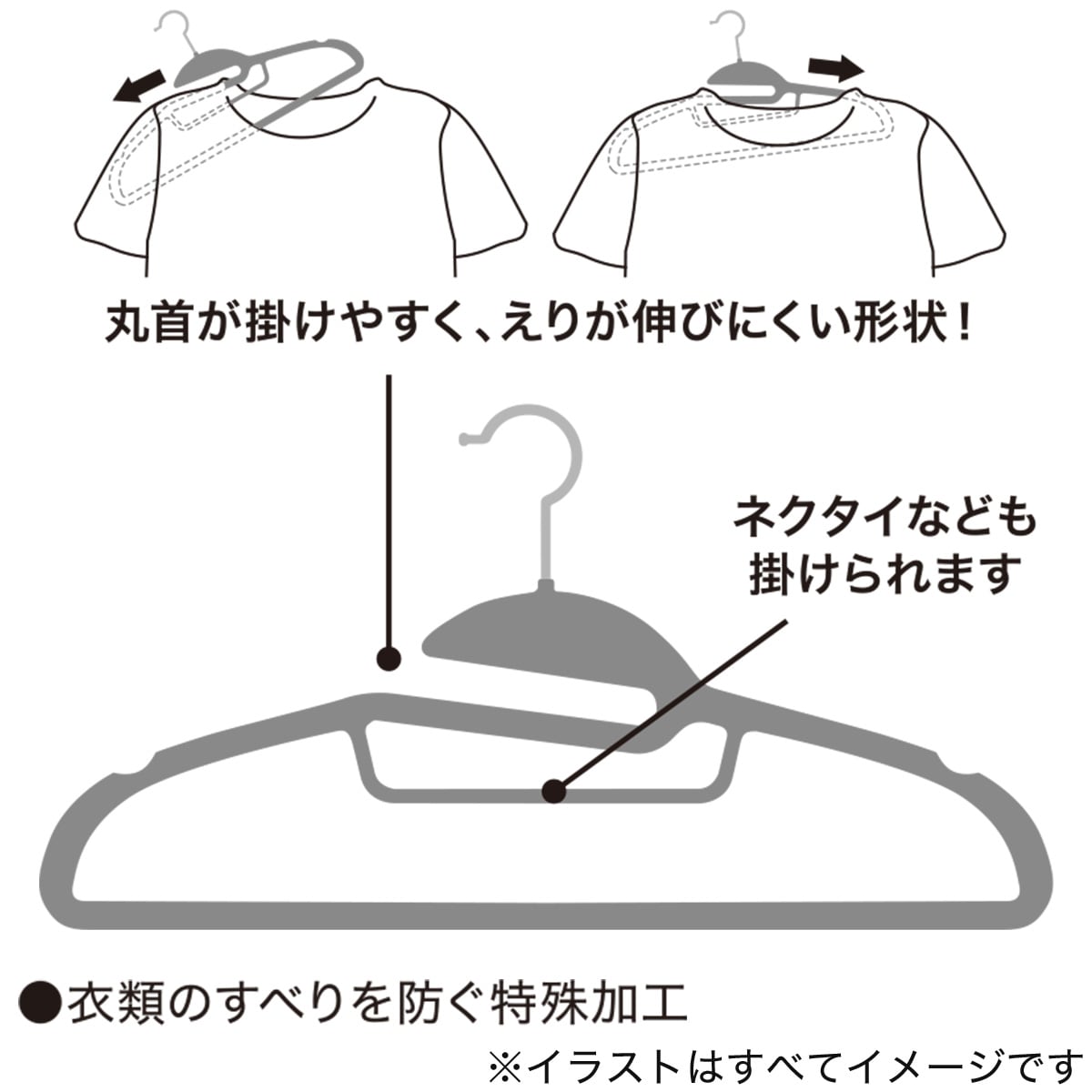 フロッキーハンガー 5本組(グレー)