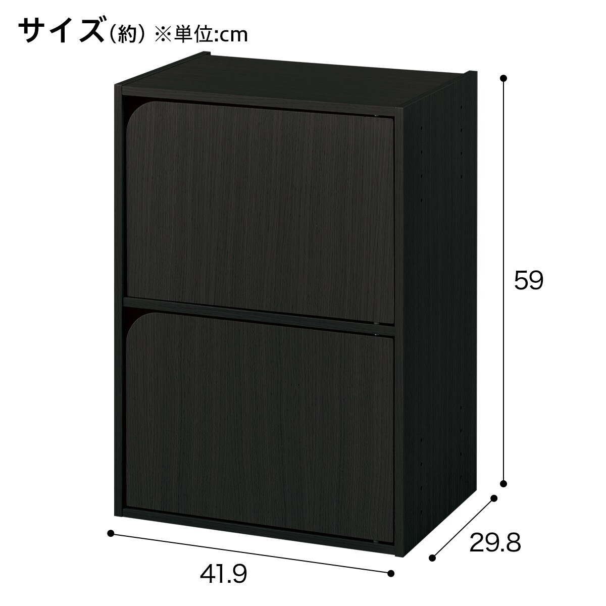 【ネット限定色】連結できるNカラボ 扉付き 2段 (ブラック)