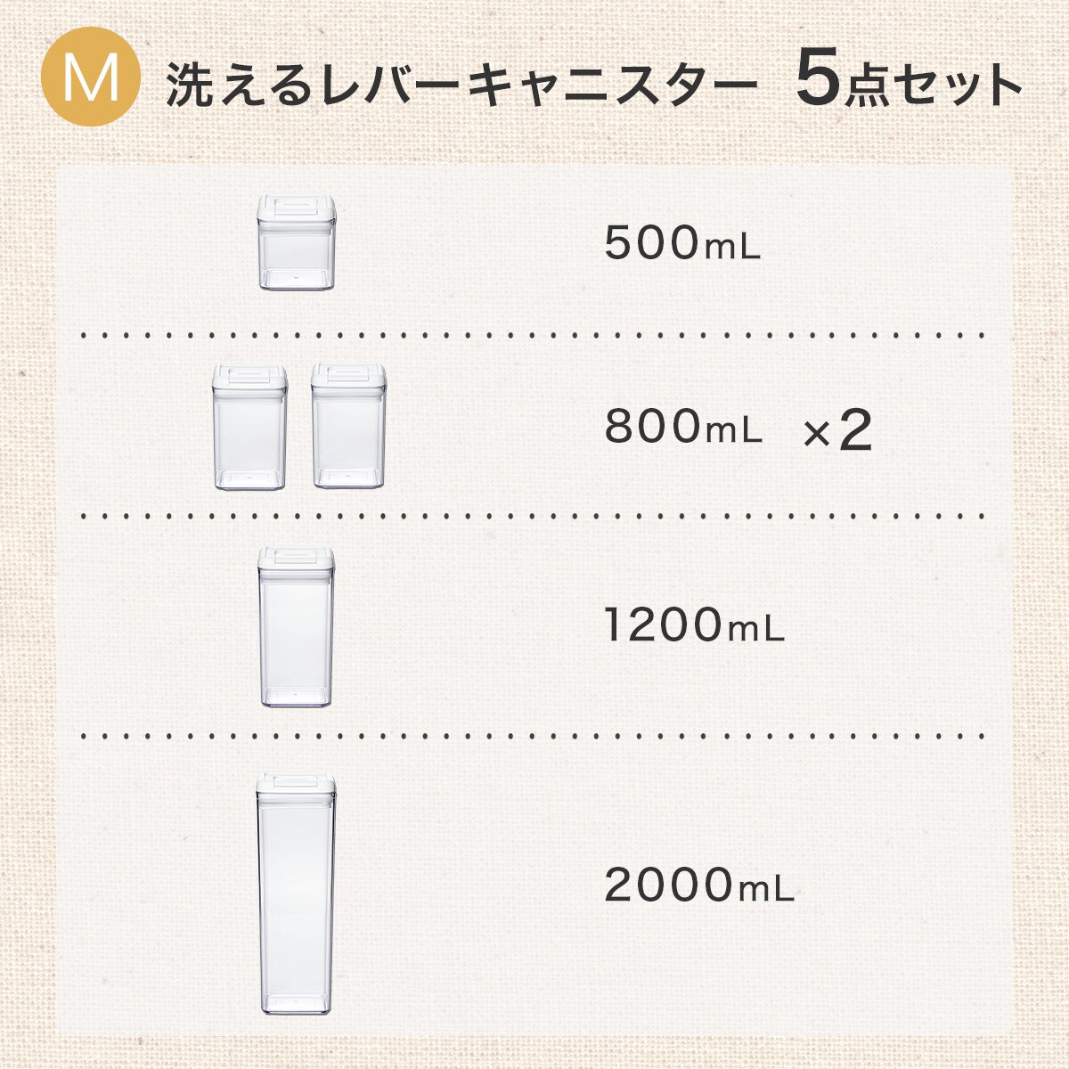 洗えるレバーキャニスター 5点セット
