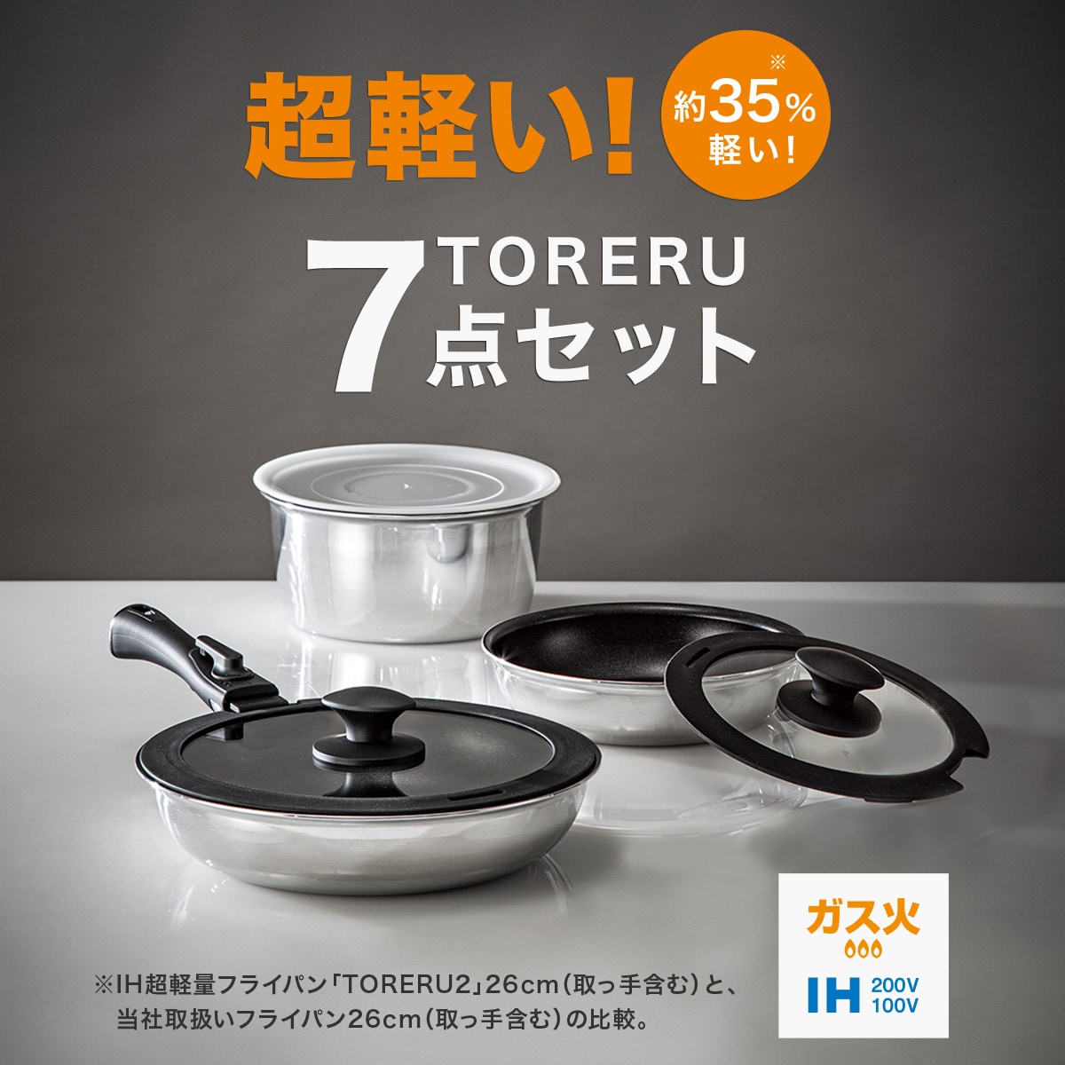 ニトリのIH 取っ手が取れる 軽くて扱いやすい 超軽量鍋フライパン7点セット(TORERU2)   【1年保証】(キッチン)