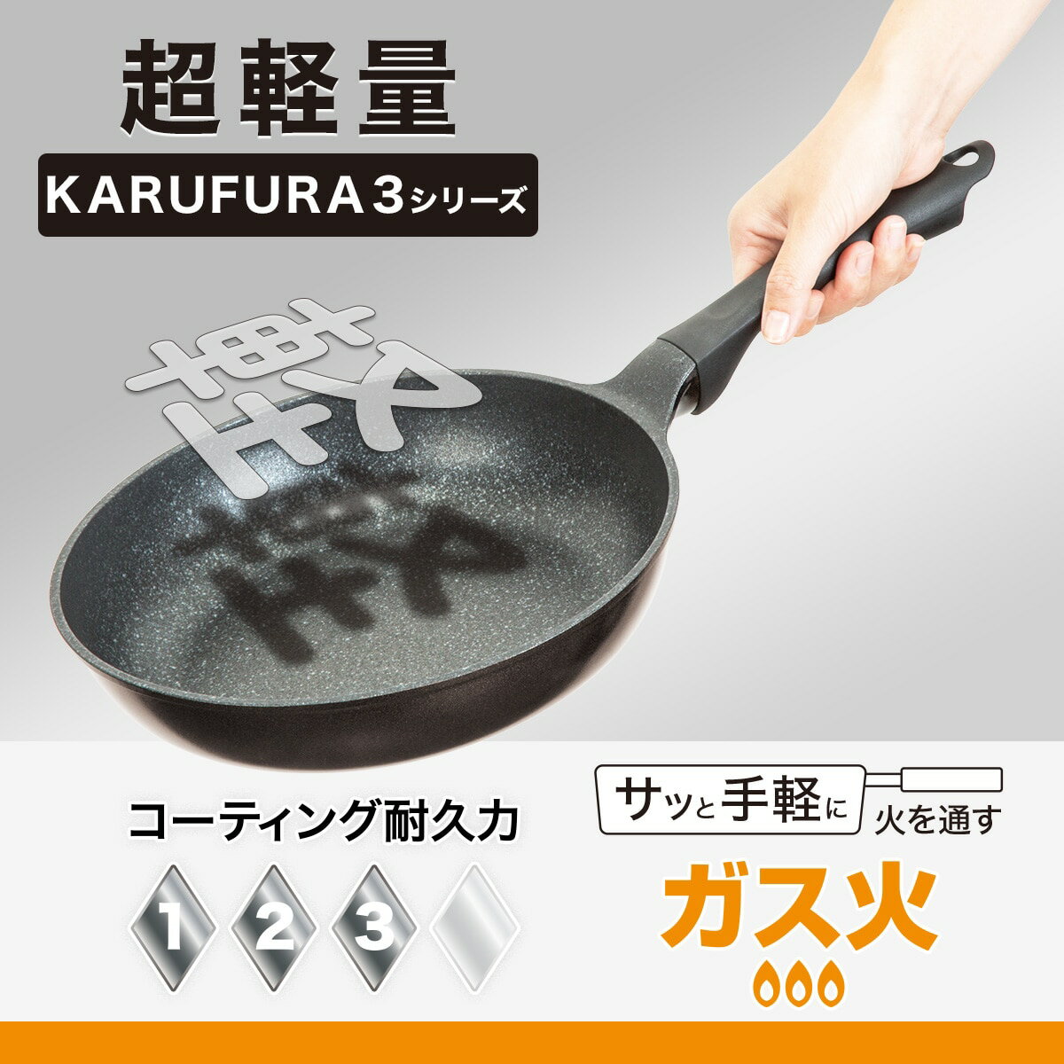 ガス火 超軽量フライパン (28cm KARUFURA3 ブラック) ニトリ 【玄関先迄納品】