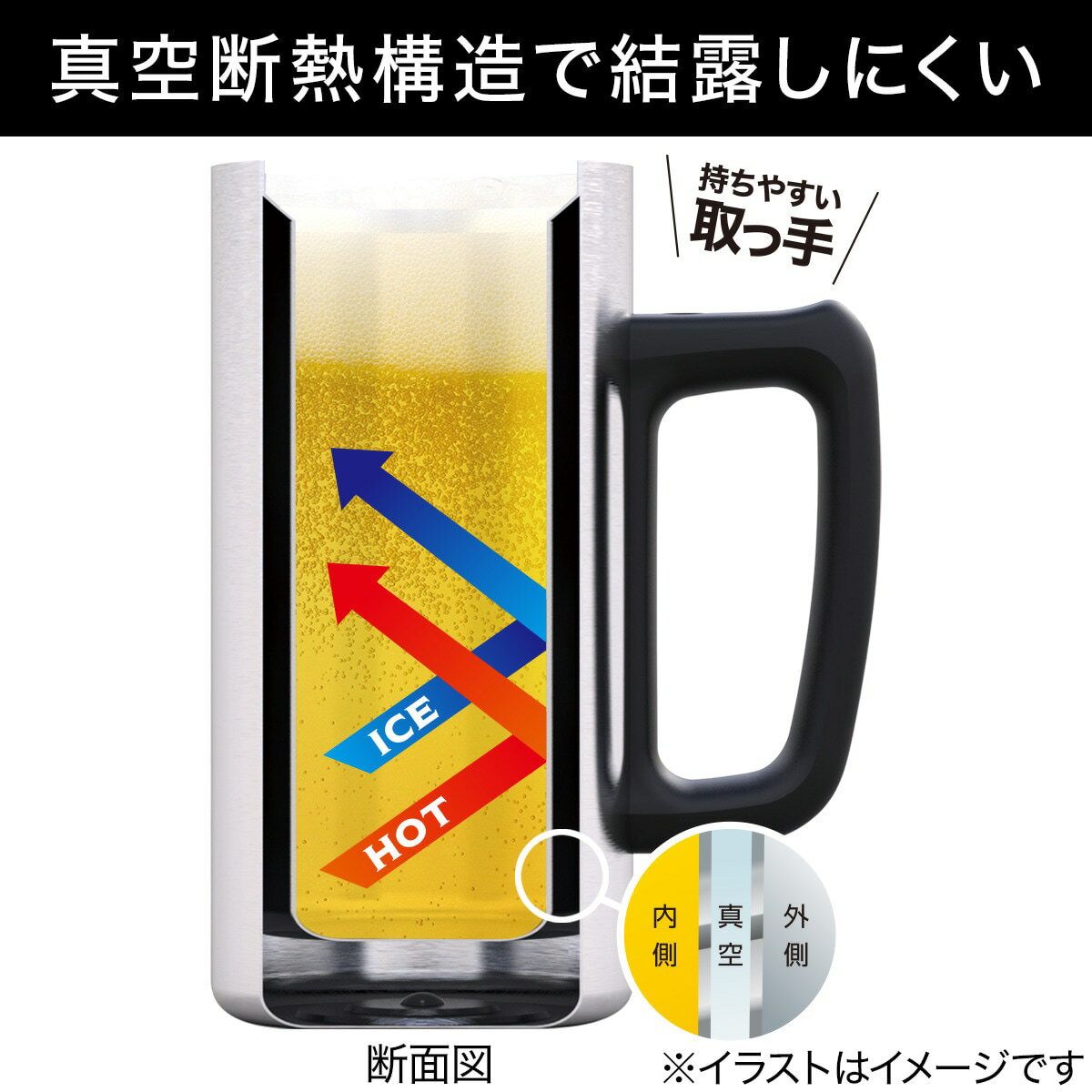 ステンレスビアジョッキ シルバー(PROST 470ml)   【1年保証】