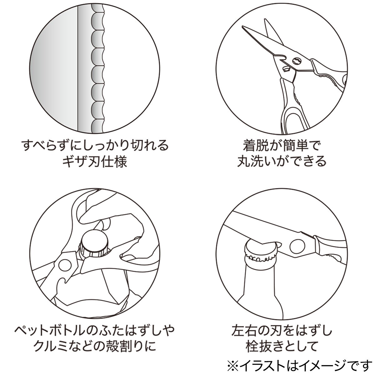 取り外せるキッチンバサミ(大 ブラック)