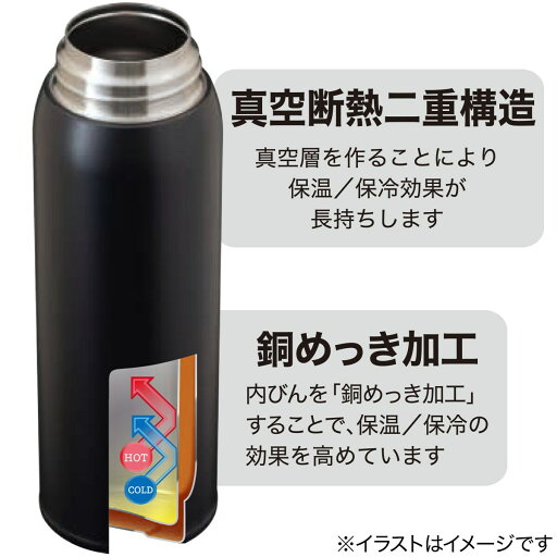 ハンドル付きステンレスボトル(770ml ブラック)