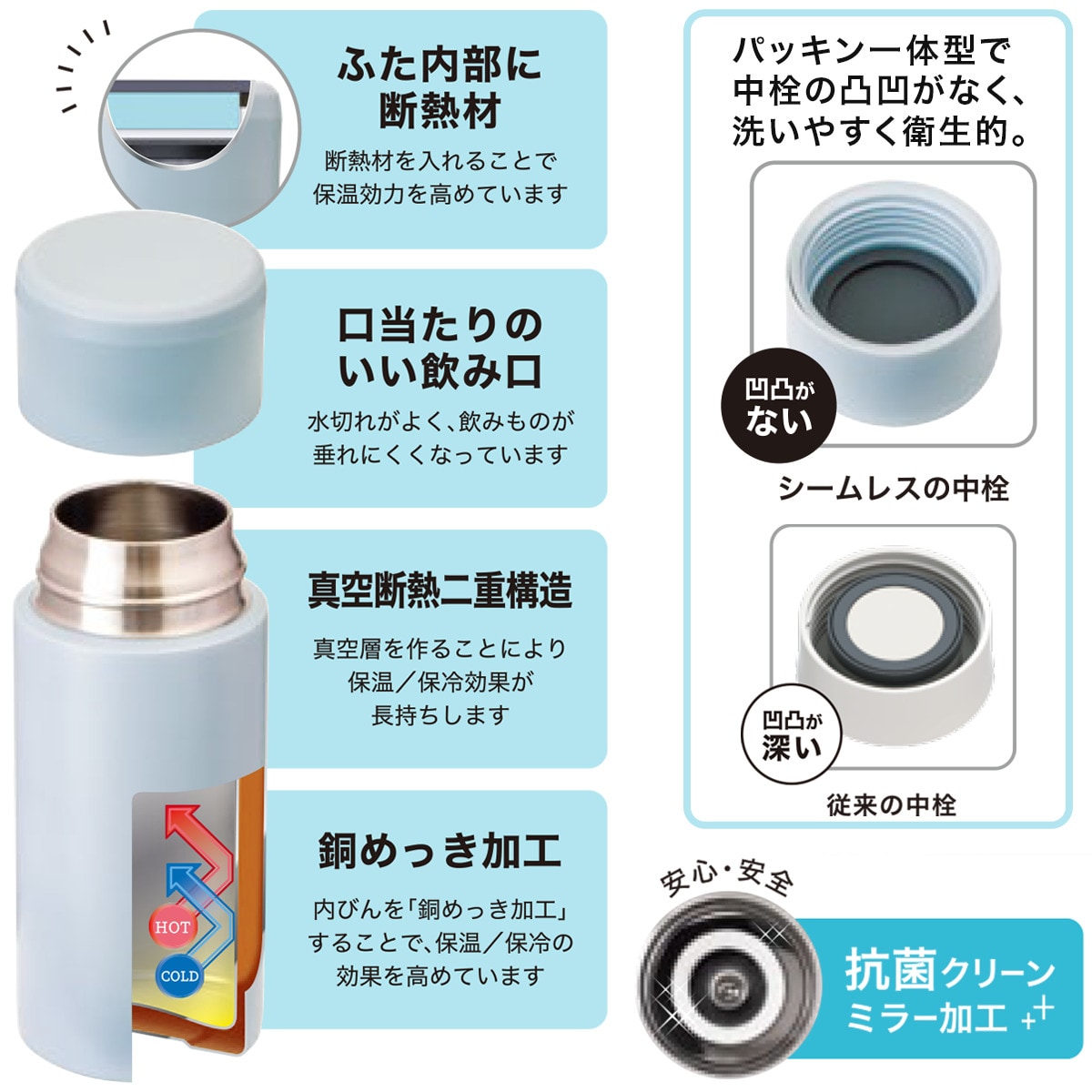 シームレススクリューボトル (370ml ブルー)