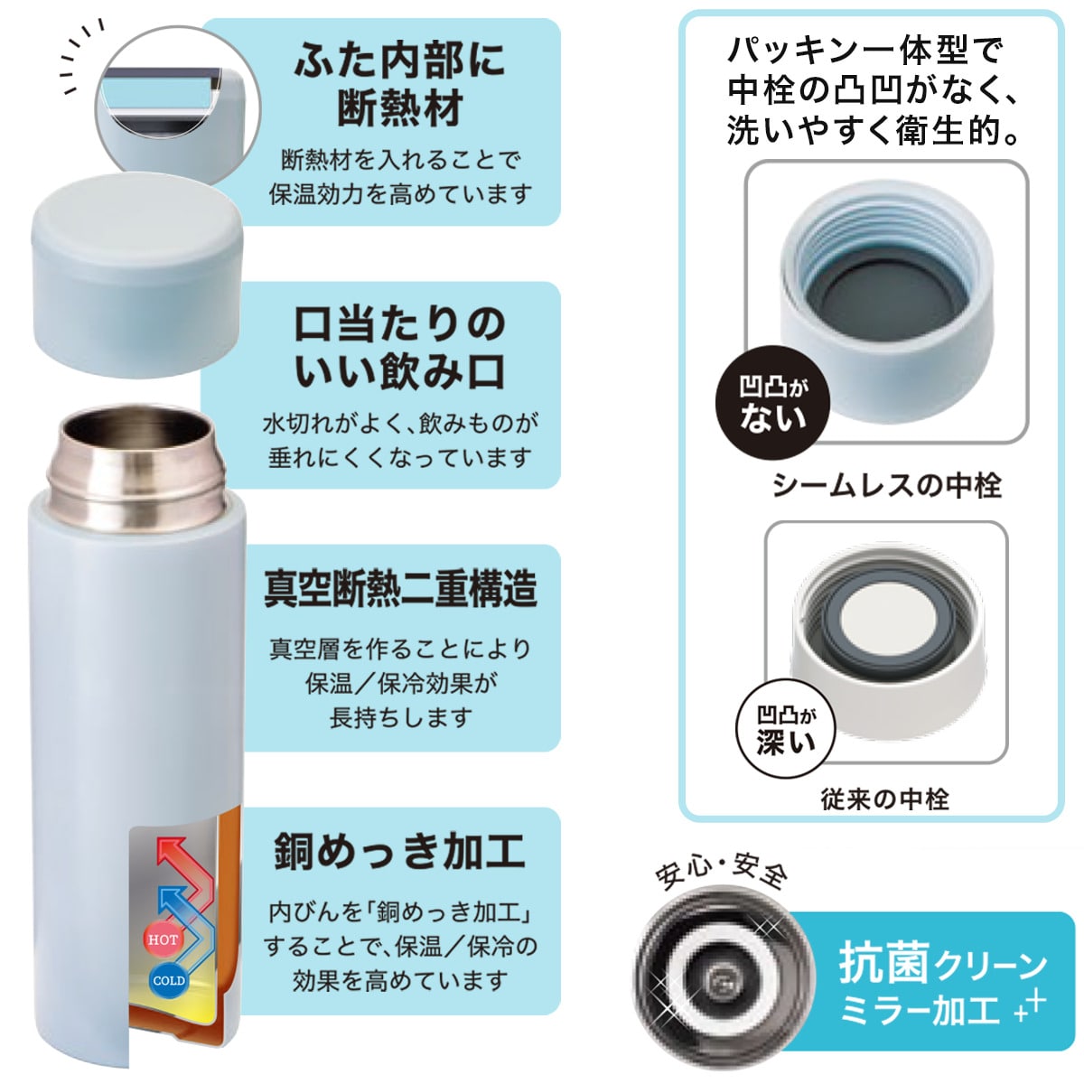 シームレススクリューボトル (530ml ブルー)