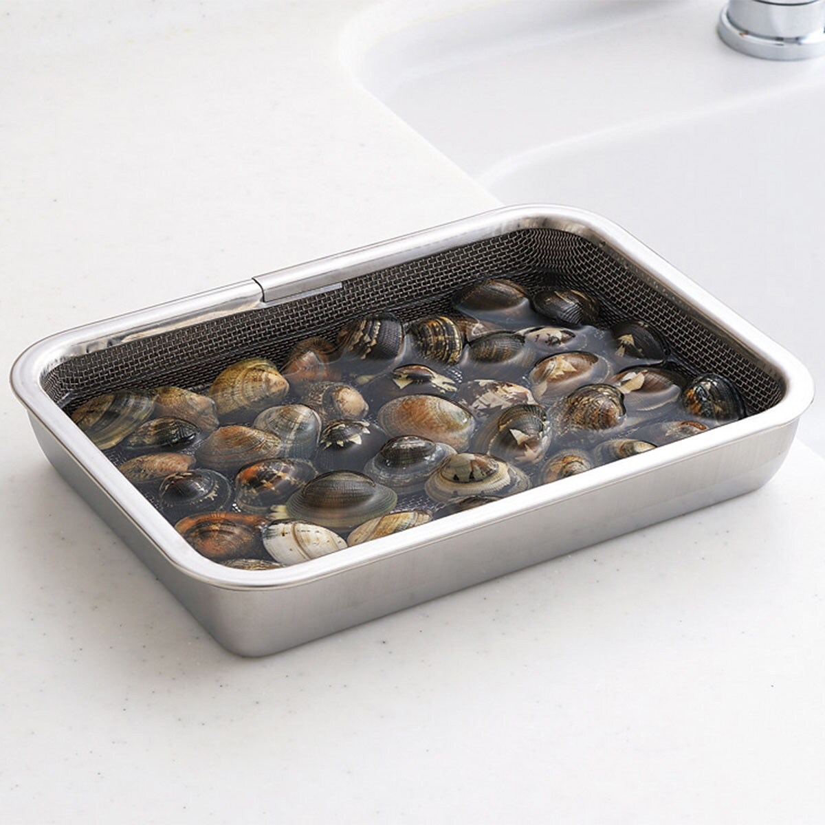 蓋付きステンレスバット 角型ザルセット