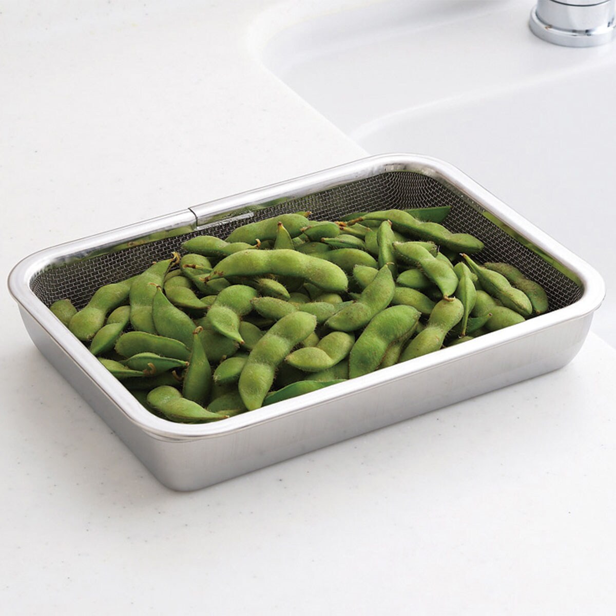 蓋付きステンレスバット 角型ザルセット