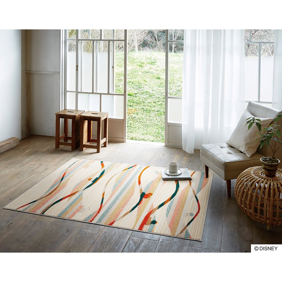 ディズニーラグ Mickey/Candy line OR【メーカー直送・送料無料】 ニトリ