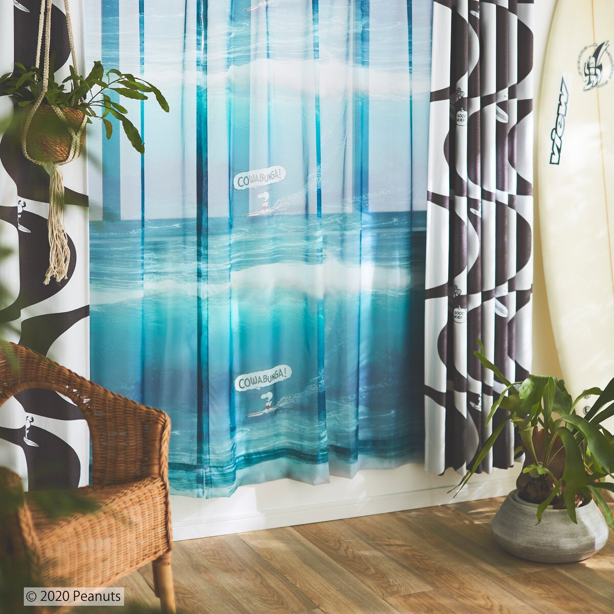 ニトリの（1枚入り）スヌーピーレース カワバンガ BL【メーカー直送・】(カーテン・レース)