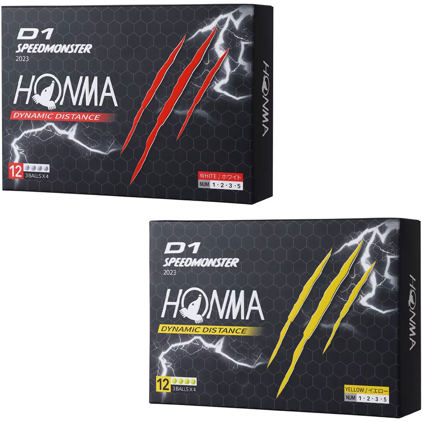 HONMA GOLF 本間ゴルフ ホンマ D1 SPEEDMONSTER スピードモンスター ゴルフボール 1ダース 12球入 2023年モデル 3ピース ディスタンス