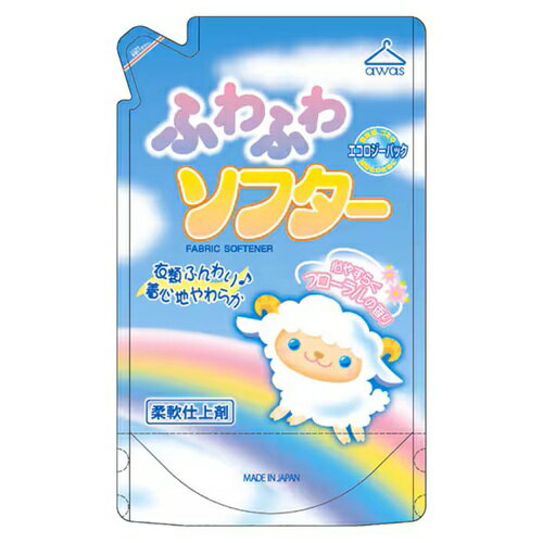 【単品9個】ロケット石鹸 ふわふわソフター 1500ml 詰替用 9個 大容量 衣料用洗濯柔軟剤 衣類用柔軟剤 ..
