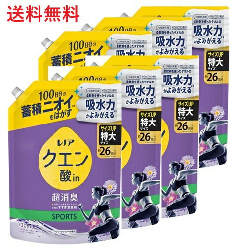 【単品6個】P&G レノアクエン酸 in超消臭SPORTS リフレッシュリリーの香り つめかえ用 特大サイズ 730m..
