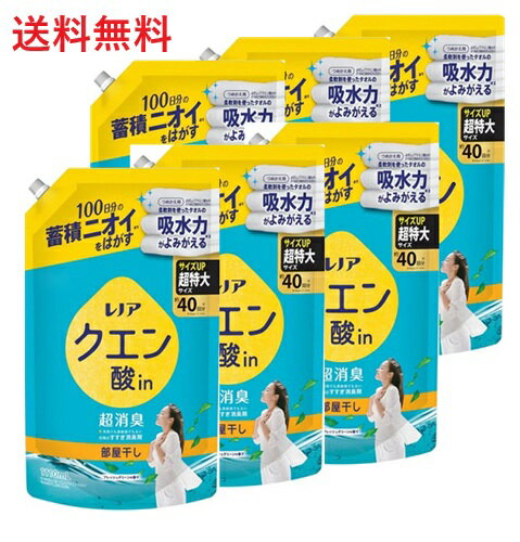 【単品6個】P&G レノアクエン酸 in 超消臭 部屋干し フレッシュグリーンの香り つめかえ用 超特大サイズ 1110ml 6個 レノア 衣類のすすぎ消臭剤 消臭 詰め替え 大容量 日用雑貨 日用品 買い置き まとめ買い 備蓄 送料無料 レビュー特典付き