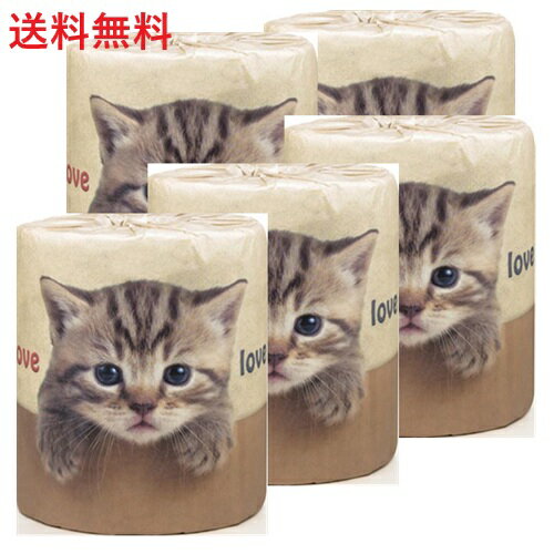 【単品5個】林製紙 やっぱり猫が好きトイレットペーパー 1ロール 5個 猫 ねこ 大容量 買い置き まとめ..