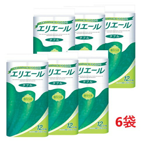 【単品6個】大王製紙 エリエール トイレットティシュー12ロール ダブル 6個 ダブルタイプ トイレットペーパー やわらか ふんわり ふっくら 肌ざわり 香り付き 送料無料 大容量 買い置き まとめ買い 雑貨 備蓄 防災 災害 日用品雑貨 トイレ用品 日用品 レビュー特典付き