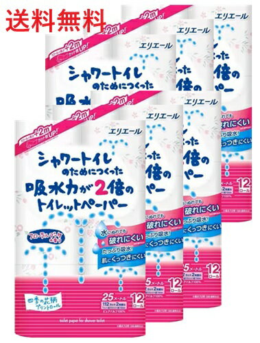 【単品6個】 大王製紙 シャワートイレのためにつくった吸水力が2倍の トイレットペーパー フラワープリント香水付き 12R ダブル 6個 12ロール 大容量 買い置き まとめ買い 雑貨 備蓄 防災 災害 日用品雑貨 ギフト トイレ用品 日用品 消耗品 レビュー特典付き