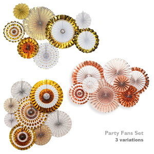 ペーパーファン 8個セット 結婚式 ウェディング 二次会 誕生日 バースデー パーティーファン クリスマス ゴールド シルバー ピンクゴールド 飾り 室内 部屋 お祝い ゴールドのグリッター 装飾 デコレーション