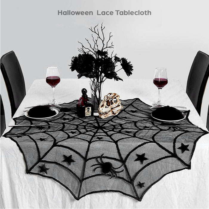 ハロウィン 飾り テーブルクロス クモの巣柄 装飾 インテリア 小物 Happy Halloween ハロウィンパーティー デコレーション レース テーブルアクセント テーブルコーディネート