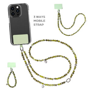 ショルダーストラップ チェーン ビーズ 3way 斜め掛け 肩掛け 首掛け 手持ち 単品 付け替え ロング 落下防止 アクセサリー ネックストラップ 携帯ストラップ 軽量