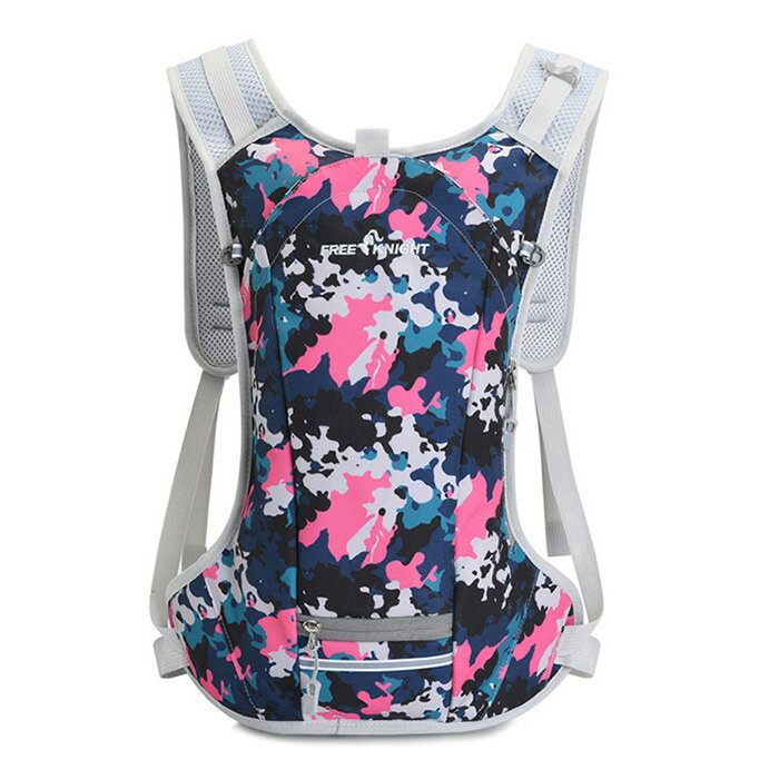 ランニング用バックパック 多機能リュック スポーツ 自転車 男女兼用 撥水加工 反射テープ 軽量 通気 ハイドレーションバッグ トレイル マラソン ヘルメットホルダー付き アウトドア サイクリング