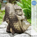 【国産 金太郎】蛭川御影石 花崗岩 愛知県岡崎産 自然石 全高H≒300 × 幅W≒270 × 奥行D≒200mm(13.55kg) 庭石 置き物 置物 動物 ...