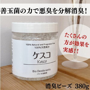 【数量限定/お買得】消臭剤 ケスコビーズ 380g　置き型 約3〜5ヶ月 消臭ビーズ バイオ消臭 無香料 天然消臭成分 室内消臭 トイレ消臭