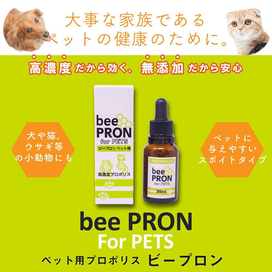 【国際品質基準認定】ビープロン beePRON プロポリス 30cc スポイトタイプ ペット用 犬用 猫用 マヌカハニー 犬 猫 免疫力 免疫 サプリメント 高濃度 無添加 天然 抗生物質 薬 老犬 老猫 体調不良 食欲不振 下痢 サポート