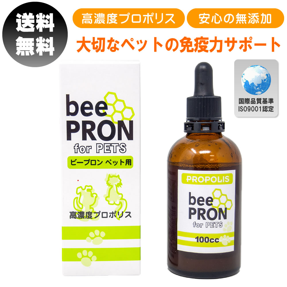 【国際品質基準認定】ビープロン beePRON プロポリス 100cc スポイトタイプ ペット用 犬用 猫用 犬 猫 免疫力 免疫 サプリメント 高濃度 無添加 天然 抗生物質 薬 老犬 老猫 体調不良 食欲不振 下痢 目ヤニ 鼻水 くしゃみ よだれ 涎 口内炎 サポート 療法食