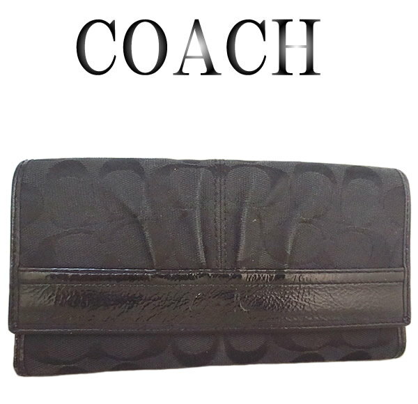 美品★COACH★コーチ★シグネチャー★3つ折り長財布【中古】【虹商店】