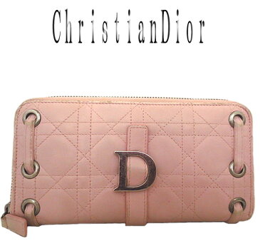 Dior ディオール レディディオール レザー ラウンドファスナー長財布【中古】【虹商店】