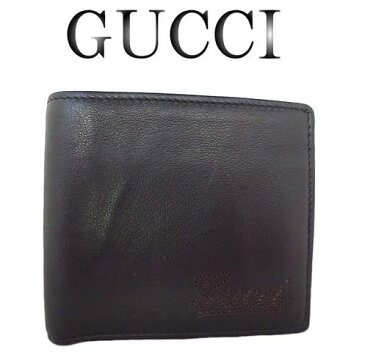 美品★GUCCI★グッチ★レザー★ロゴ★2つ折り財布【中古】【虹商店】