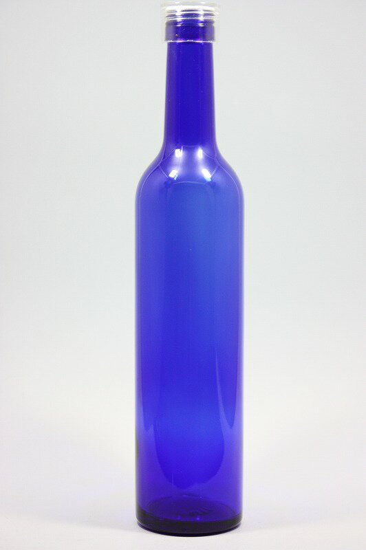 酒瓶 ふた付 12本入【スリムワイン500 ブルーびん 丸瓶】ガラス瓶 保存瓶 ワイン瓶...