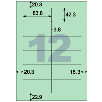 Rakuten - A4タックシール 12面/アサギ 角丸 20シート