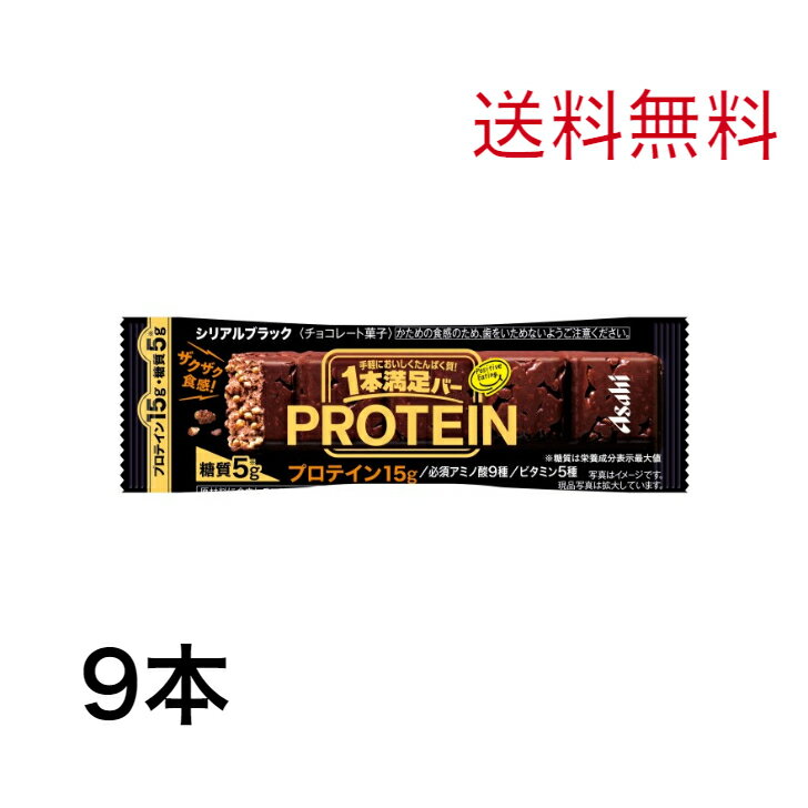 アサヒグループ食品 1本満足バー プロテインブラック 1本×9本 プロテインバー【日本全国送料無料】ネコポス（配送日時指定不可）