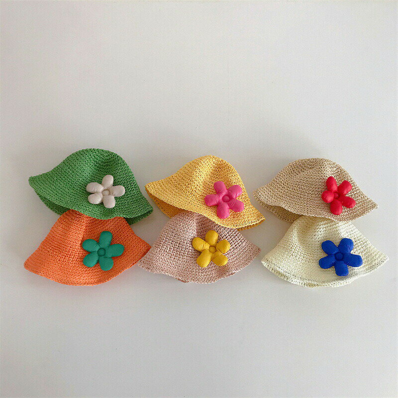 帽子 キッズ ハット 麦わら帽子 女の子 夏 可愛い 花柄 チューリップ 子供ハット カット 紫外線対策 軟らか 折りたたみ たためる 日よけ 日焼け防止 6色