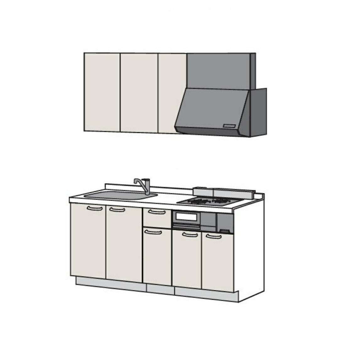 システムキッチン 開口165cm I型キッチン 開き扉タイプ 吊戸棚 ハウステック KSシンク レンジフード収..