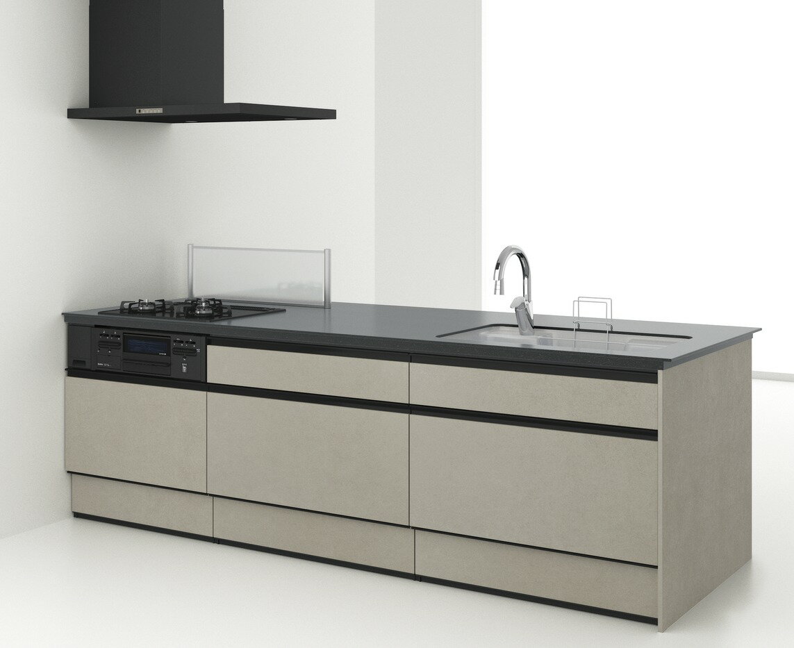 Aハウステック　マルーレ　ワイドカウンター　間口260（□245■260）　人造大理石ワークトップ奥行75cm　（97cmオプション選択可）食器洗い乾燥機なし　大阪府内施工可　納期2−3週間（土日祝日を除く）直通090−6523−6226西口まで