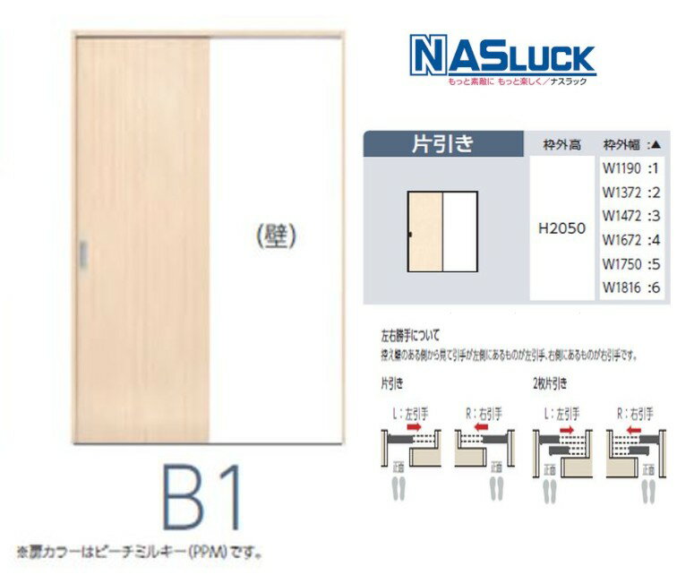 ナスラック 片引き戸 室内ドア SDシリーズ B1 引戸　空錠 DIY リフォーム 片開きド...