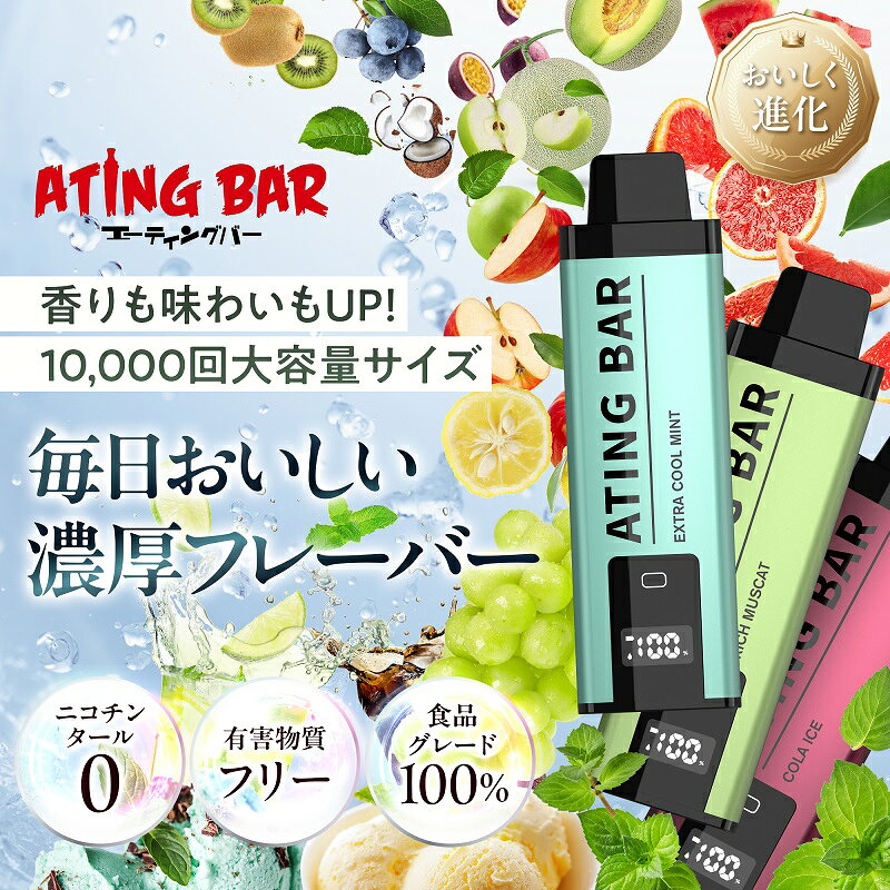 ATING BAR エーティングバー 10000回パフ 充電式 タバコの代わり ニコチンゼロ タ...