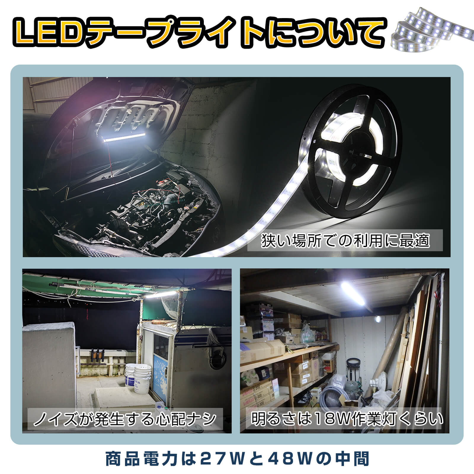 【メール便送料無料】LEDテープライト 1M 船デッキ 24v/28w 3メートル配線 IP67防水 120LED ボート 漁船用照明