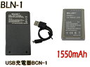 BLN-1 互換バッテリー 1550mAh 1個 BCN-1 超軽量 USB 急速 Type-C 互換充電器 バッテリーチャージャー 1個 2点セット 純正品と同じよう使用可能 残量表示可能 OLYMPUS オリンパス OM-D E-M5 / E-P5 / E-M1/ E-M5 Mark II