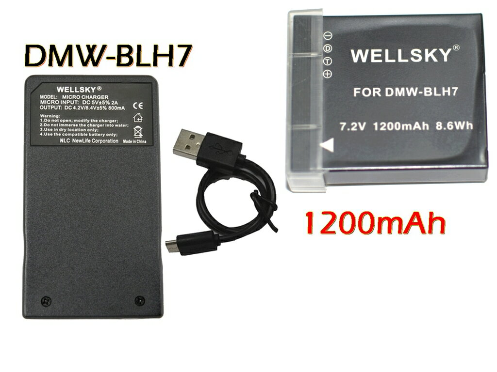 DMW-BLH7 互換バッテリー 1200mAh 1個 & DMW-BTC9 DMW-BTC12 [ 超軽量 ] USB Type C 急速 互換充電器 バッテリーチャージャー 1個 [ 2点セット ] [ 純正品と同じよう使用可能 残量表示可能 ] Panasonic パナソニック LUMIX ルミックス DMC-GM1S DMC-GF7 DC-GF10