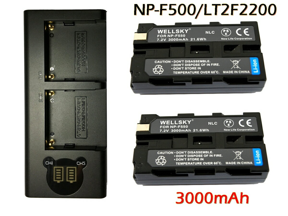 LT2F2200 / NP-F550 / NP-570 SONY ソニー / FUTABA 双葉 互換バッテリー 2個 ＆ [ デュアル ] USB Type C 急速 バッテリーチャージャー 互換充電器 BC-VM10 1個 [ 3点セット ] 純正品と同じよ…