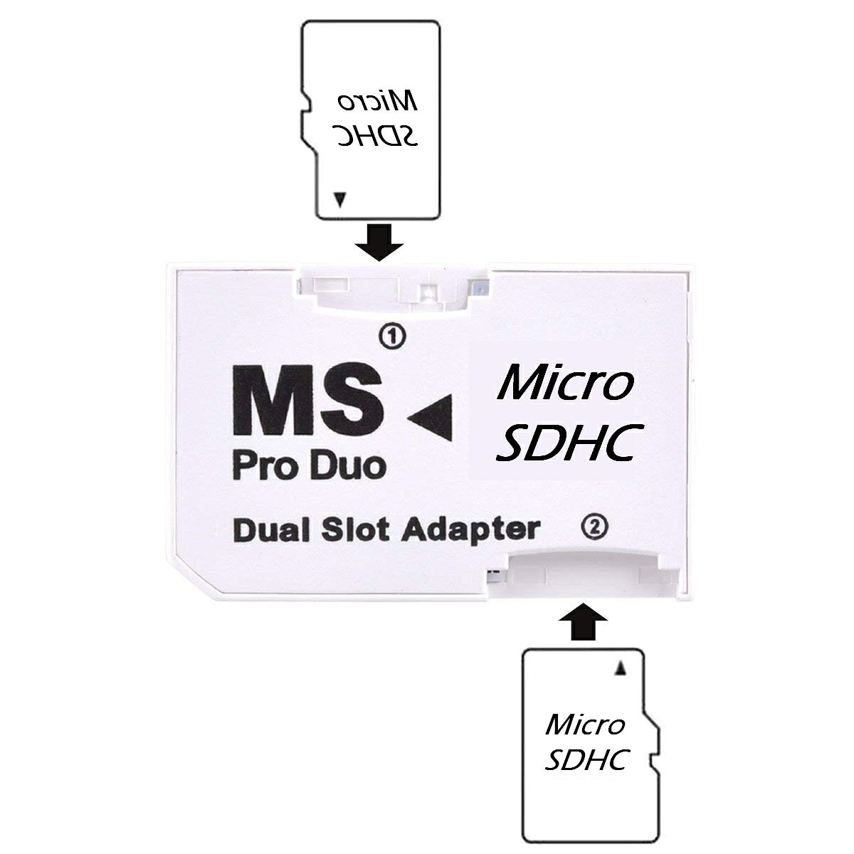 激安輸入雑貨NLSのキオクシア製チップ 採用オリジナルブランド micro SDHC 32GB Class10 クラス10 UHS-I U1 2枚 & メモリースティック ProDuo 変換アダプター 1枚 [ メモリースティック Pro Duo mark2 64GB Memory Stick Pro Duo 64GB ] NP-FV100a NP-FT1PSP｜アングル2