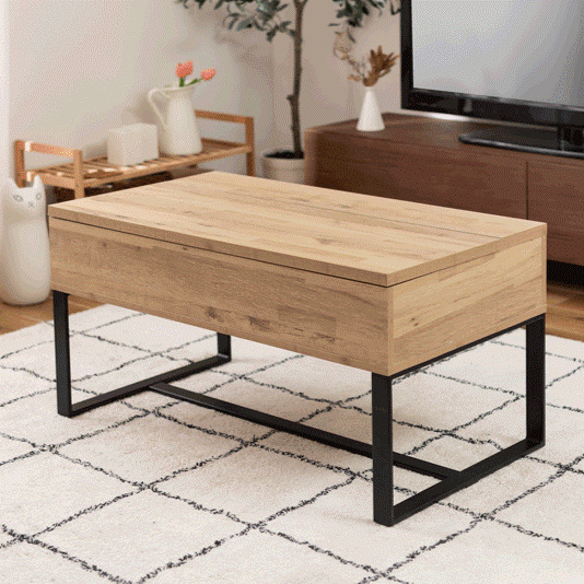 2WAYテーブル センターテーブル リビングテーブル 2WAY 収納 高さ調整 広々 ゆったり 一人暮らし リビング ソファ パソコン 作業 ブラウン ナチュラル