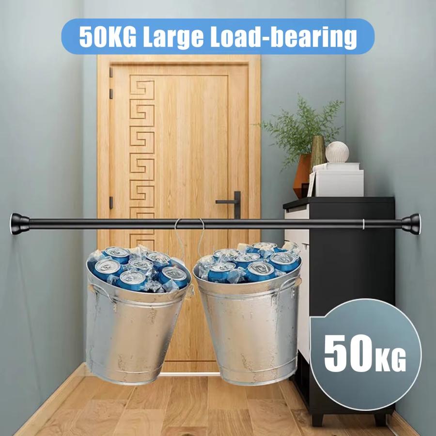 ☆屋外＆水場でも使える☆ 強力つっぱり棒 耐荷重50kg ステンレス製 S〜Lサイズ 黒色 ブラック 突っ張り..