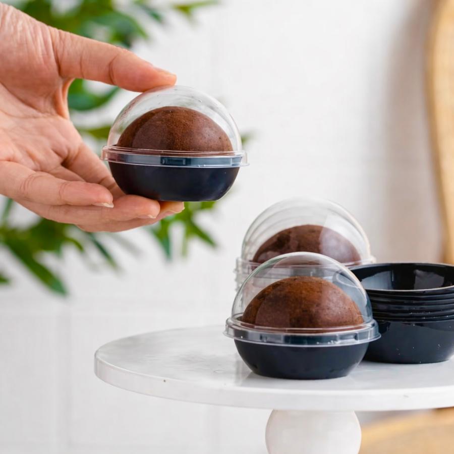 ☆20個セット☆ ドバイもちもちクッキー/和菓子/アイス/チョコ等に ドーム型ケース 容器 入れ物 プラスチック 透明 丸型 バレンタイン プレゼント 個包装 トレー